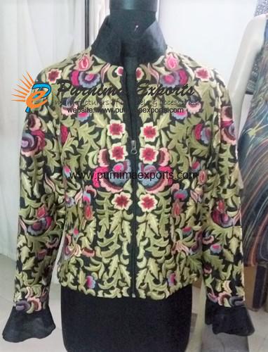 Embroidered Bomber Jackets - Multi-Colour Silk Thread Work