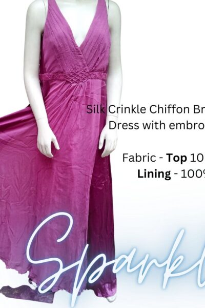 Luxury 100% Silk Crinkle Chiffon Bridesmaid Dress