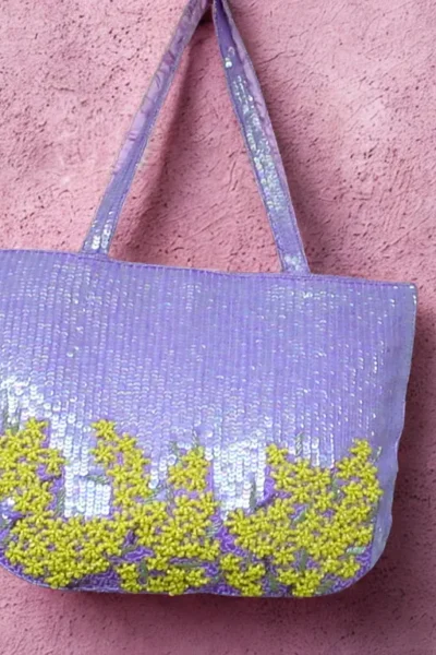 Elegant Hand Embellished Ladies Handbags – Purple & Yellow