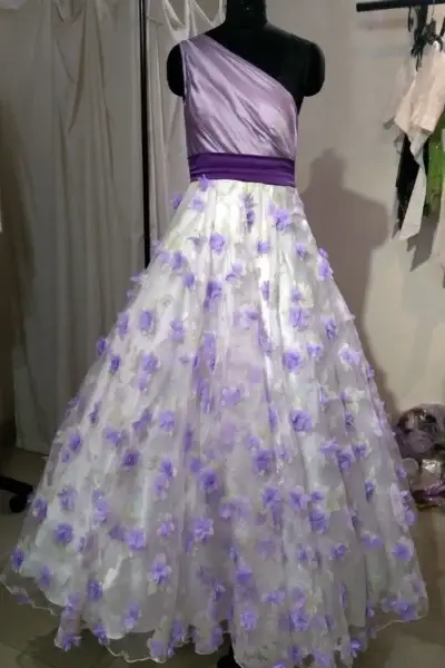 One Shoulder Lavender Party Evening Dress